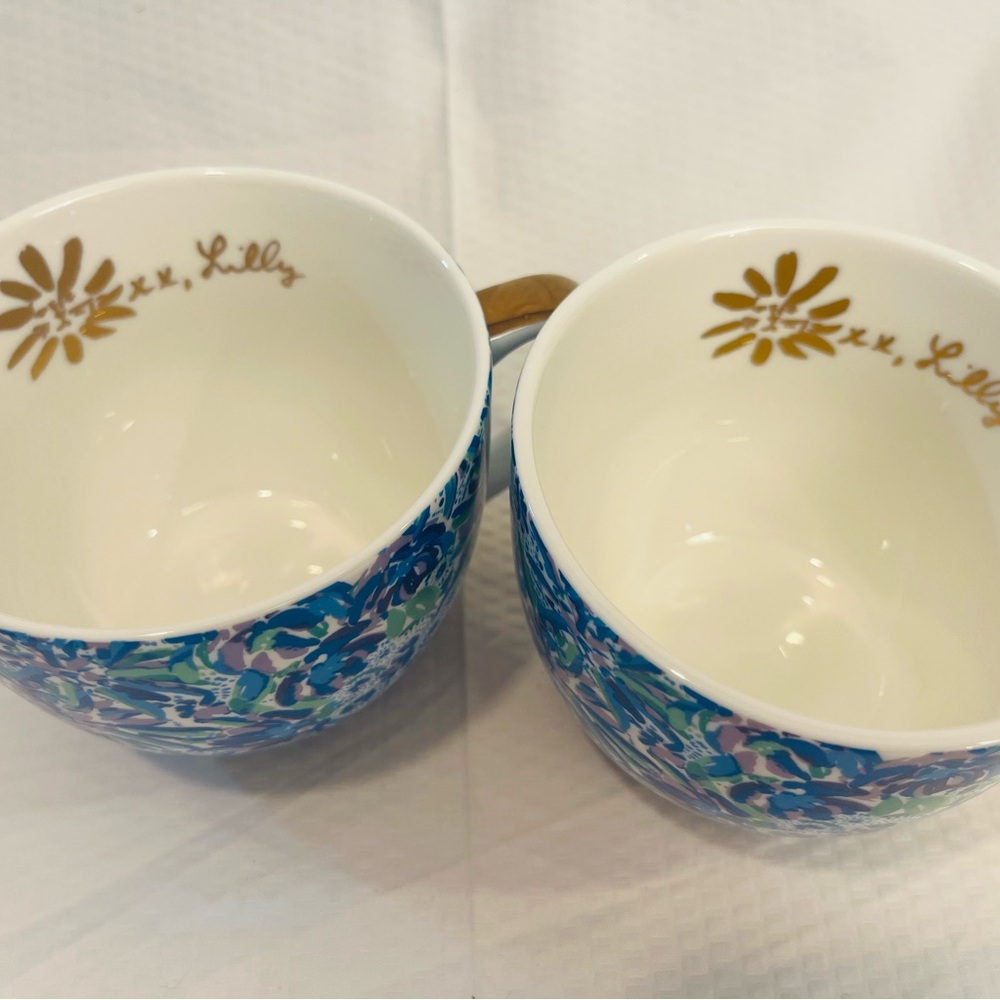 Lilly Pulitzer Blue and Green Floral Mugs